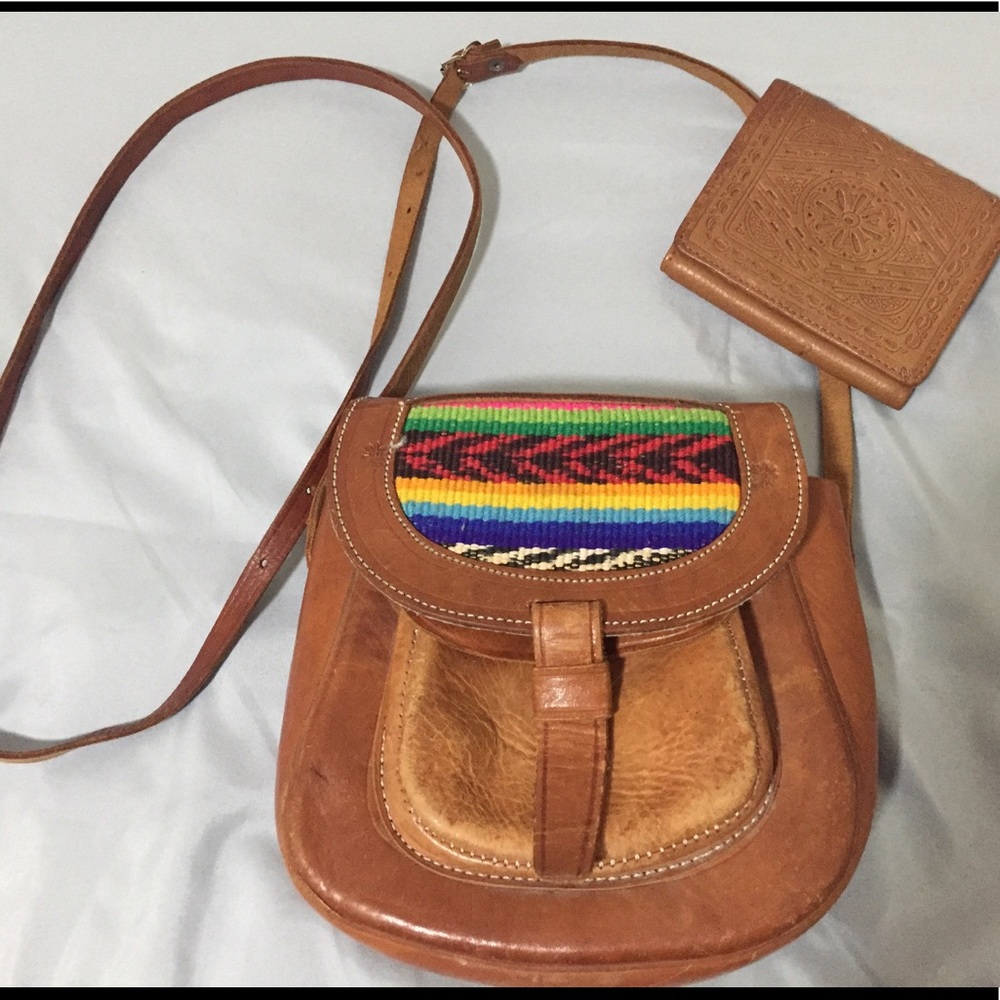 Boho leather crossbody